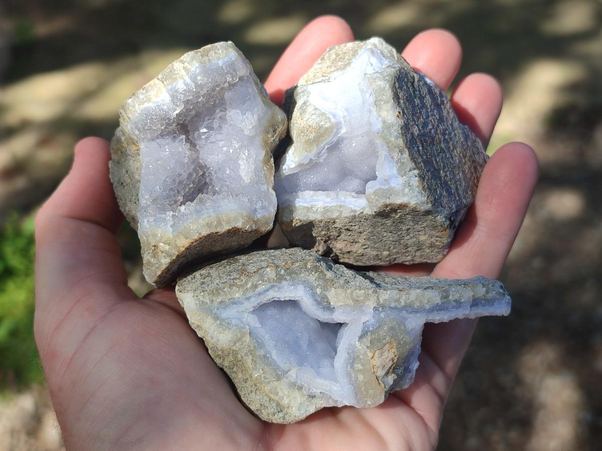 Natural Blue Lace Agate Geode Specimens x 24 From Nsanje, Malawi - Toprock Gemstones and Minerals 