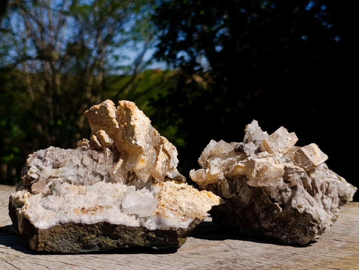Natural Stacked Rhombohedral Calcite Specimens x 2 From Albert's Mountain, Lesotho - Toprock Gemstones and Minerals 