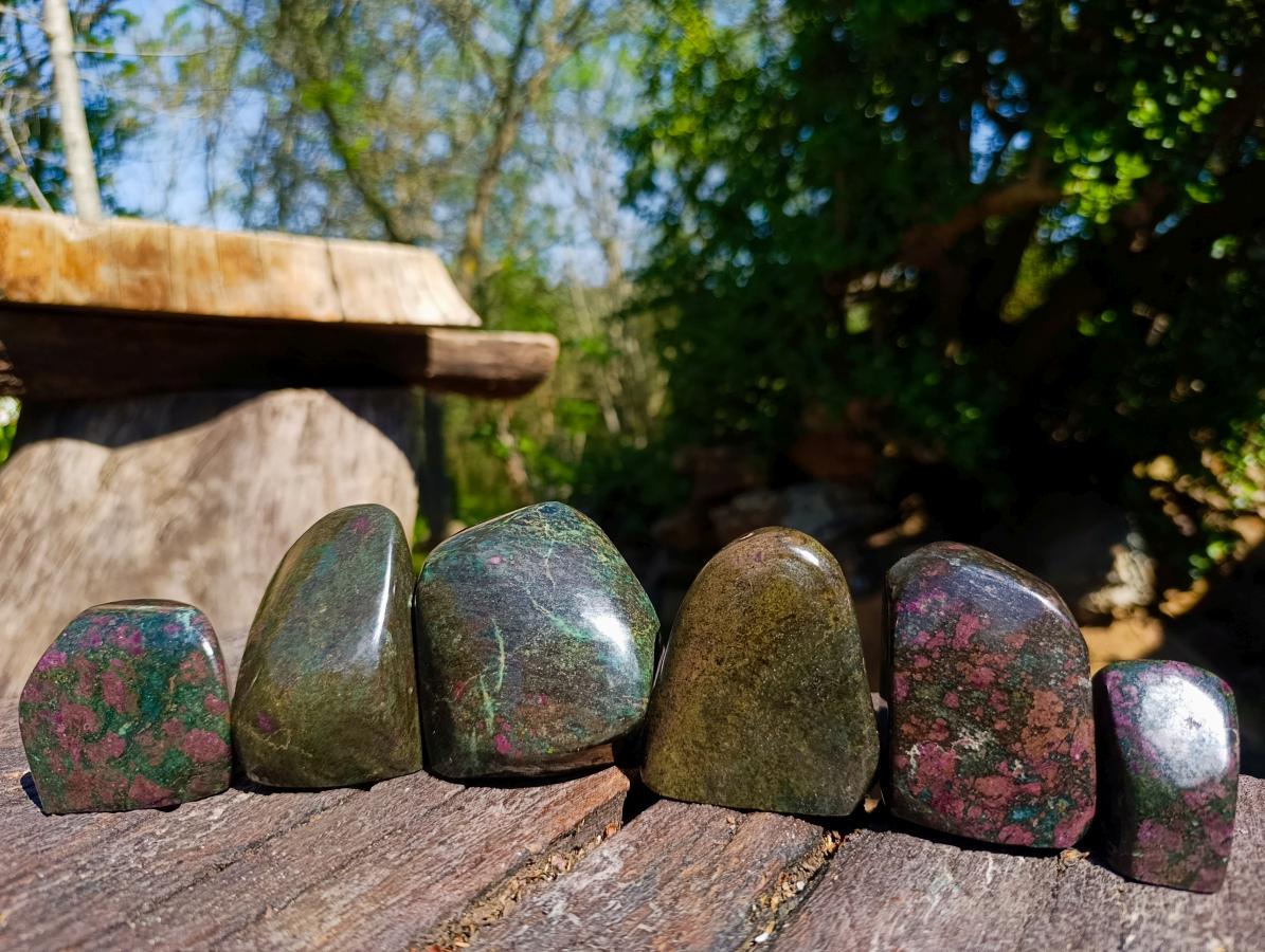 Polished Ruby Corundum In Chrome Verdite Standing Display Pieces x 6 From Mutoko, Zimbabwe - Toprock Gemstones and Minerals 