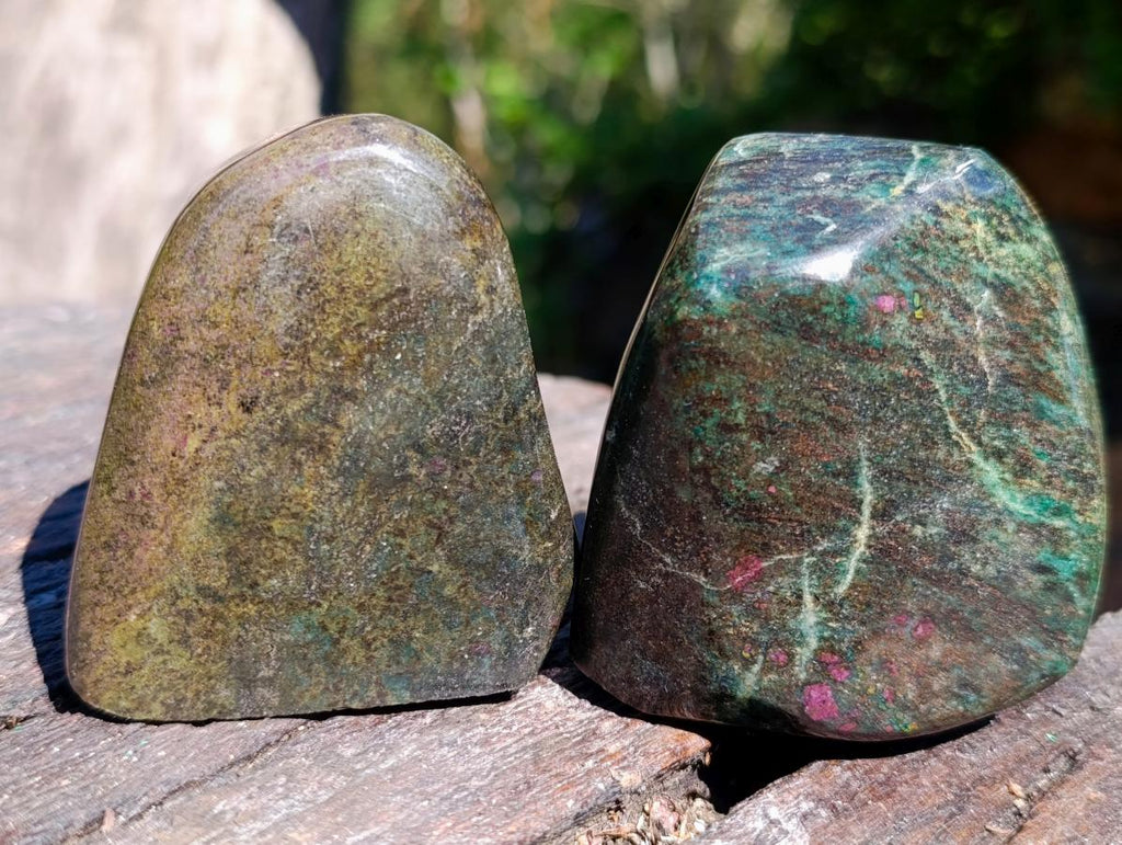 Polished Ruby Corundum In Chrome Verdite Standing Display Pieces x 6 From Mutoko, Zimbabwe - Toprock Gemstones and Minerals 