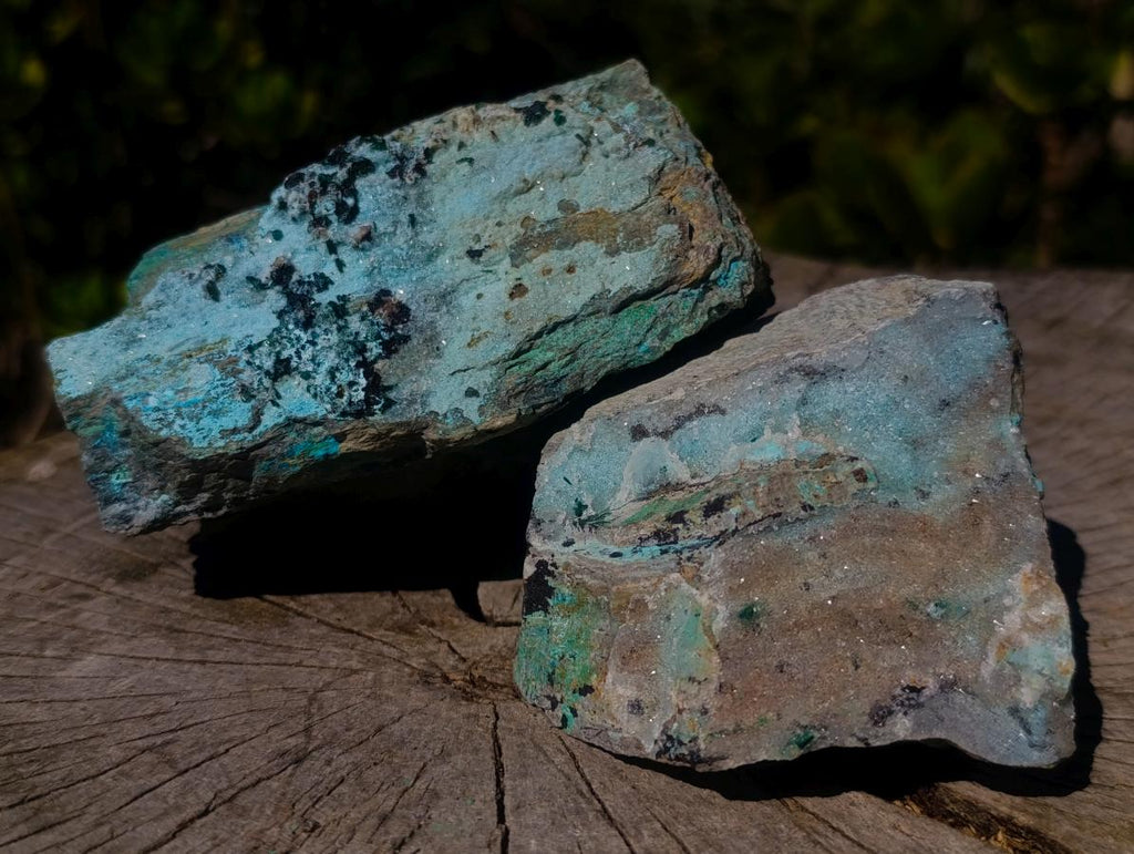 Natural Drusy Coated Chrysocolla Dolomite Specimens with Crystalline Malachite x 4 From Lupoto Mine, Congo - Toprock Gemstones and Minerals 
