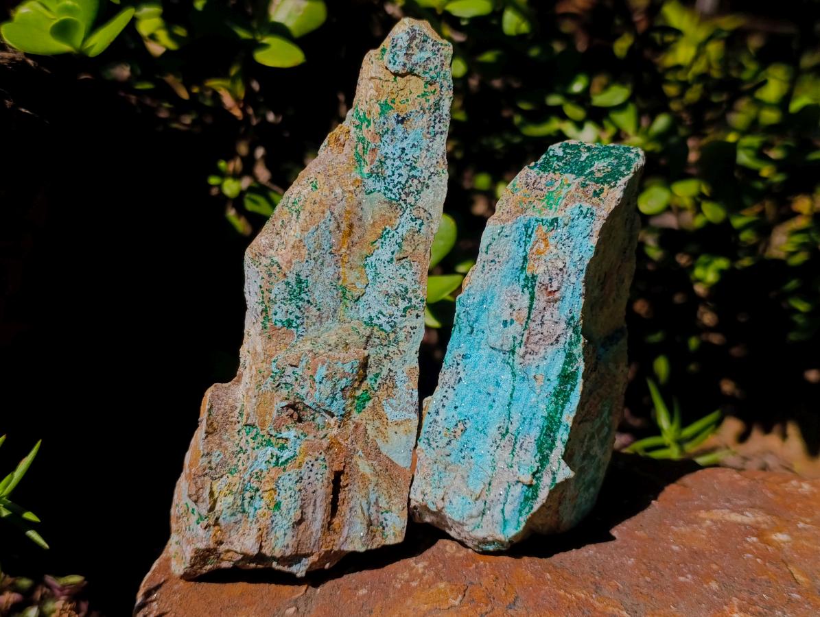 Natural Drusy Coated Chrysocolla Dolomite Specimens with Crystalline Malachite x 4 From Lupoto Mine, Congo - Toprock Gemstones and Minerals 
