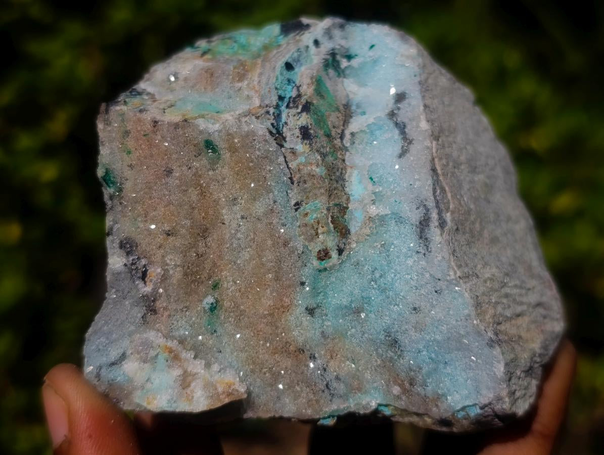 Natural Drusy Coated Chrysocolla Dolomite Specimens with Crystalline Malachite x 4 From Lupoto Mine, Congo - Toprock Gemstones and Minerals 