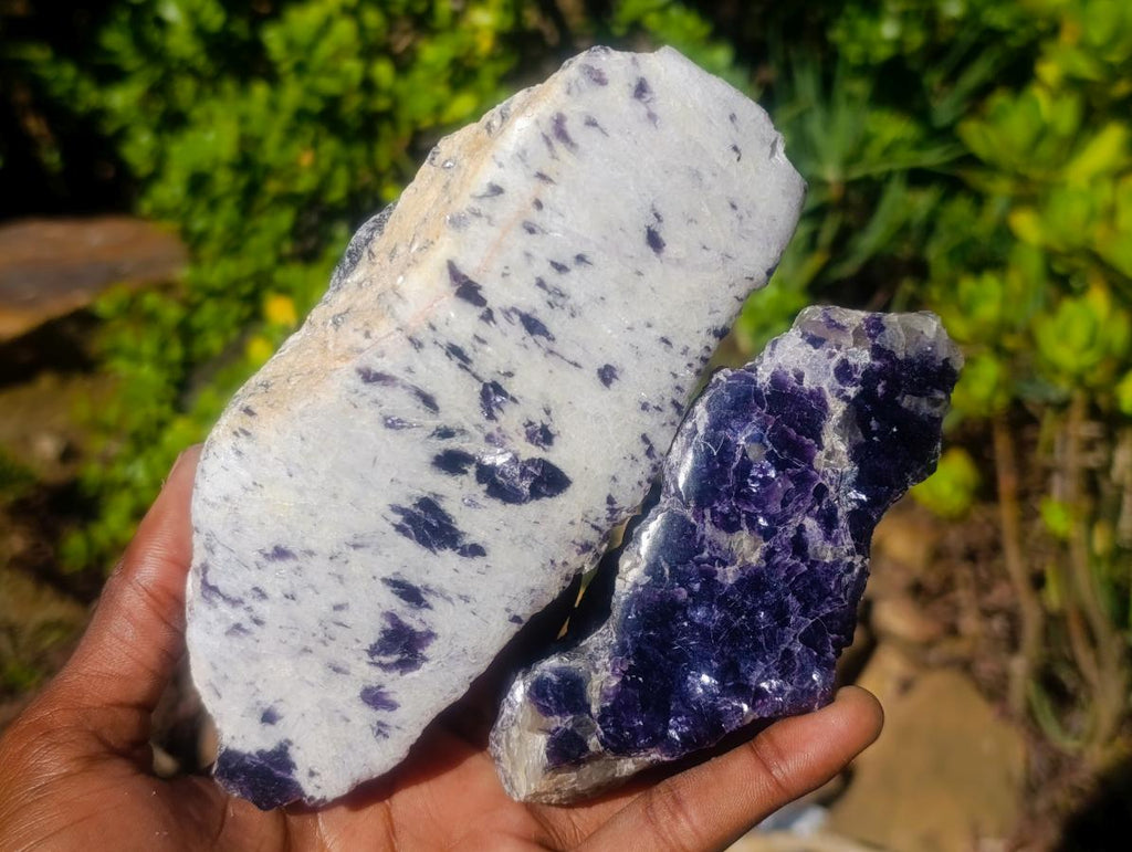 Polished One Side Silver Leaf Lepidolite Slices x 12 From Zimbabwe - Toprock Gemstones and Minerals 