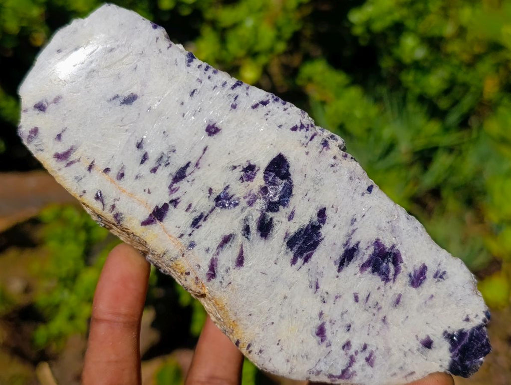 Polished One Side Silver Leaf Lepidolite Slices x 12 From Zimbabwe - Toprock Gemstones and Minerals 