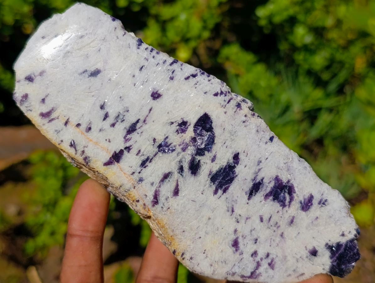 Polished One Side Silver Leaf Lepidolite Slices x 12 From Zimbabwe - Toprock Gemstones and Minerals 