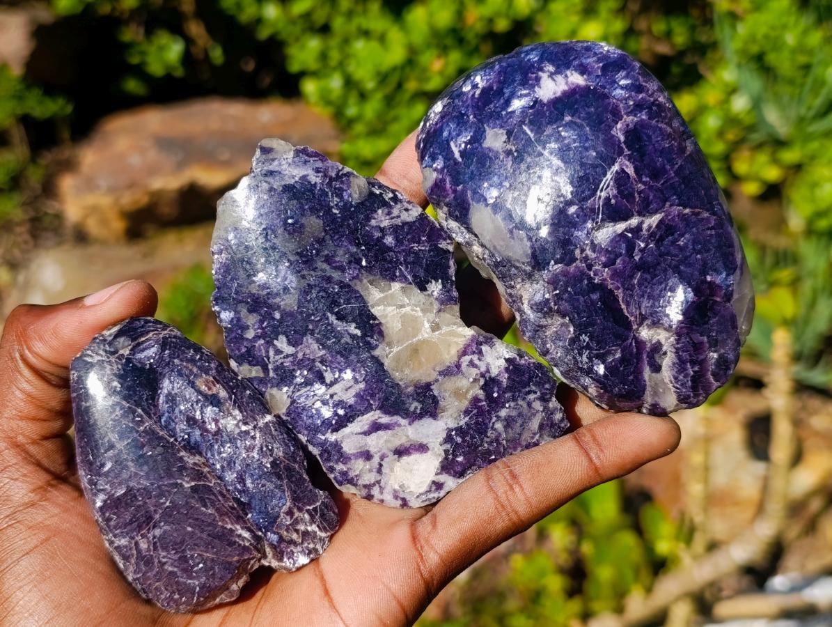 Polished One Side Silver Leaf Lepidolite Slices x 12 From Zimbabwe - Toprock Gemstones and Minerals 