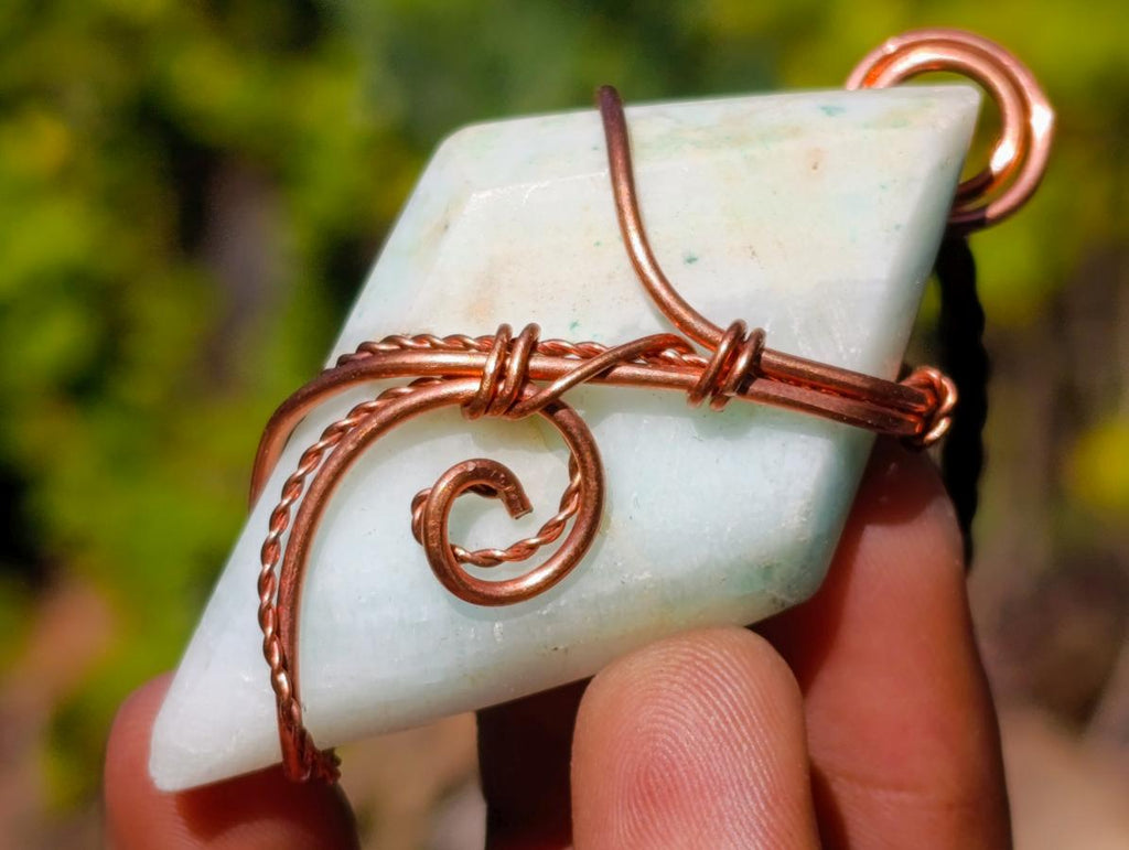 Hand Made Blue Smithsonite Copper Wire Wrapped Stone Necklaces x 12 From Congo - Toprock Gemstones and Minerals 
