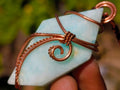 Hand Made Blue Smithsonite Copper Wire Wrapped Stone Necklaces x 12 From Congo - Toprock Gemstones and Minerals 
