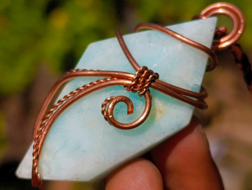 Hand Made Blue Smithsonite Copper Wire Wrapped Stone Necklaces x 12 From Congo - Toprock Gemstones and Minerals 