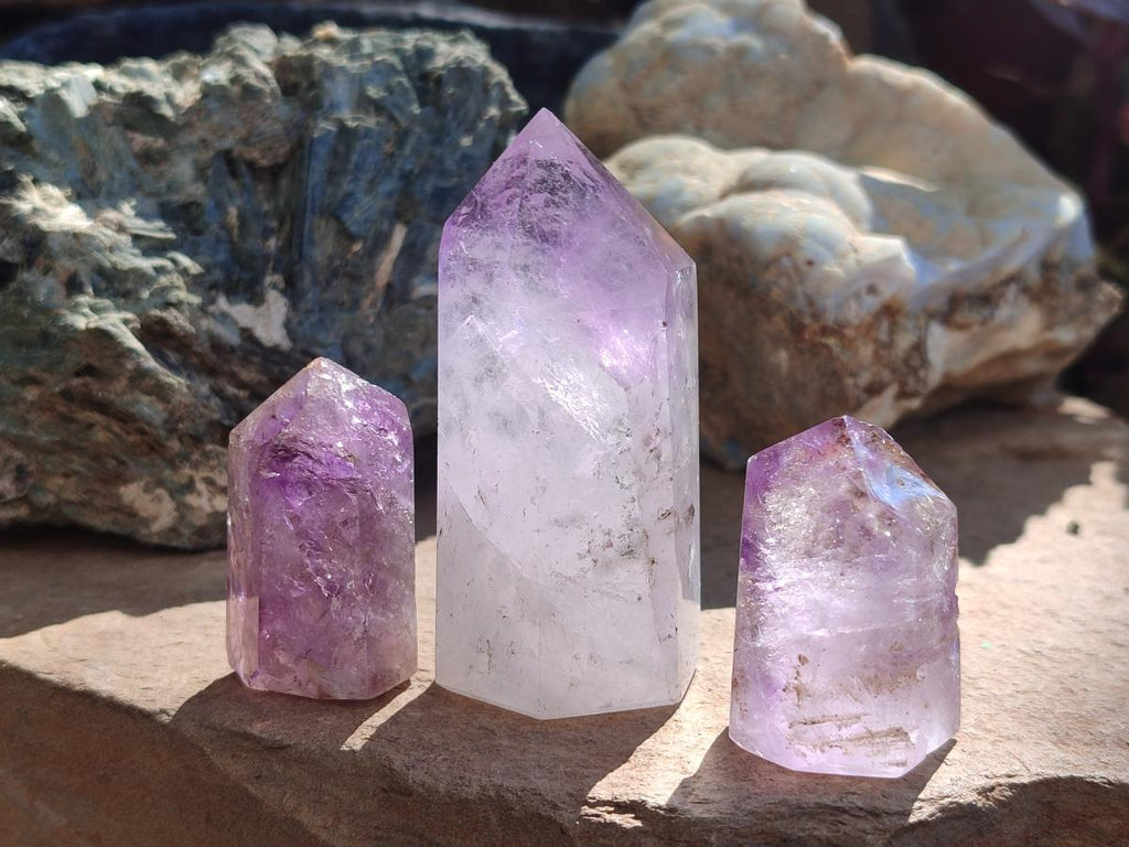Polished Window Amethyst Crystals x 12 From Akansobe, Madagascar - Toprock Gemstones and Minerals 