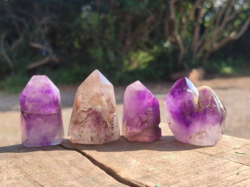Polished Window Amethyst Crystals x 12 From Akansobe, Madagascar - Toprock Gemstones and Minerals 