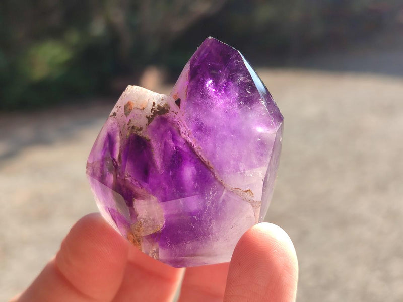 Polished Window Amethyst Crystals x 12 From Akansobe, Madagascar - Toprock Gemstones and Minerals 