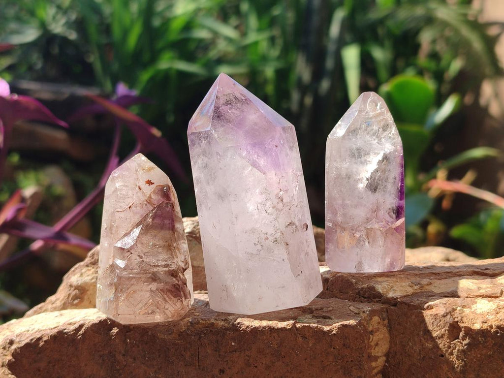 Polished Window Amethyst Crystals x 12 From Akansobe, Madagascar - Toprock Gemstones and Minerals 