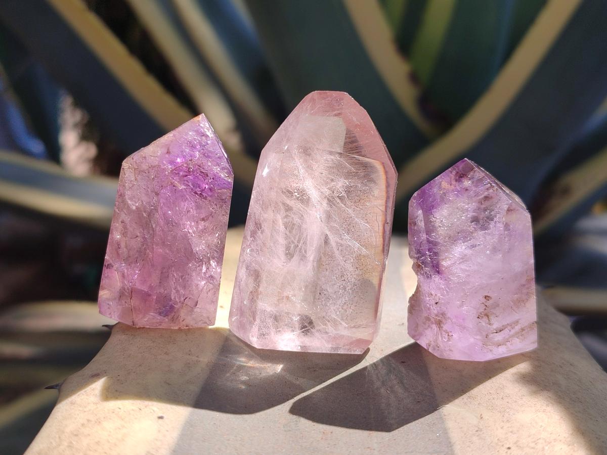 Polished Window Amethyst Crystals x 12 From Akansobe, Madagascar - Toprock Gemstones and Minerals 