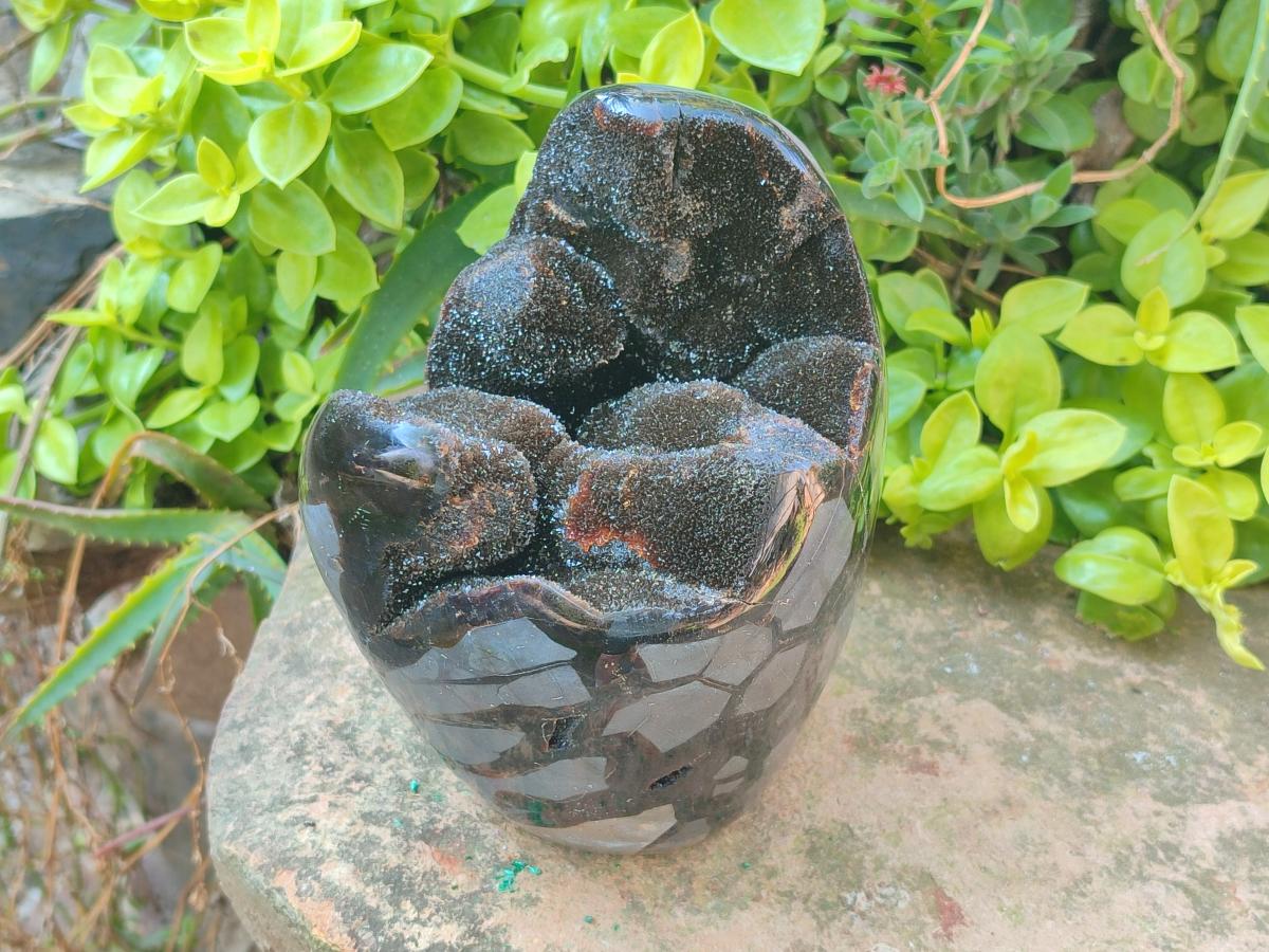 Polished and Natural Large Septerye Sauvage "Dragons Egg" Standing Display Piece x 1 From Mahajanga, Madagascar - Toprock Gemstones and Minerals 