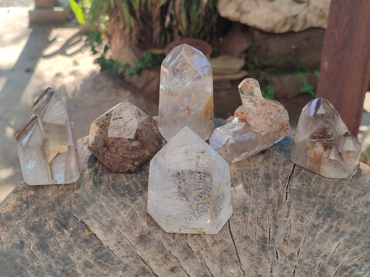 Polished Mix of Quartz Crystals with Inclusions x 6 From Madagascar - Toprock Gemstones and Minerals 
