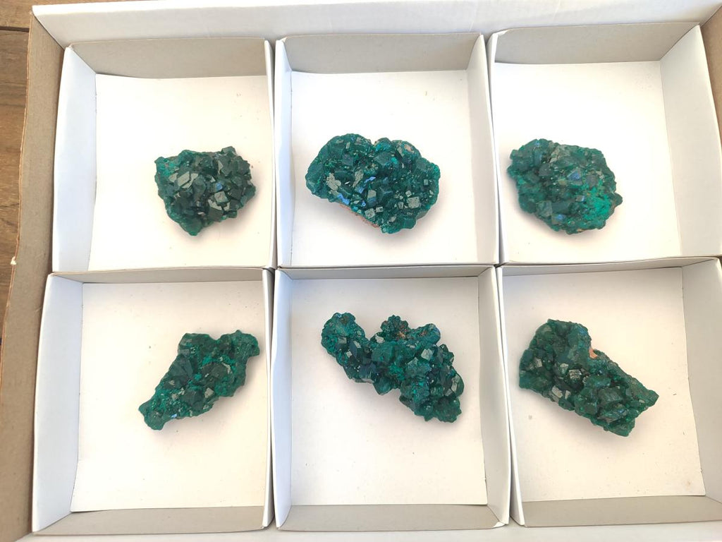 Natural Dioptase Specimens on Dolomite Matrix x 6 From Tantara Mine, Congo - Toprock Gemstones and Minerals 
