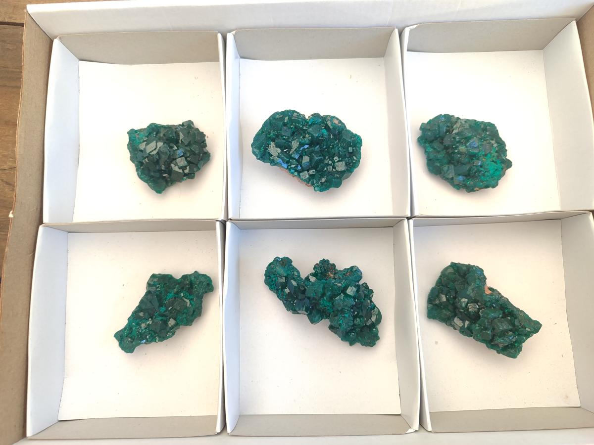 Natural Dioptase Specimens on Dolomite Matrix x 6 From Tantara Mine, Congo - Toprock Gemstones and Minerals 
