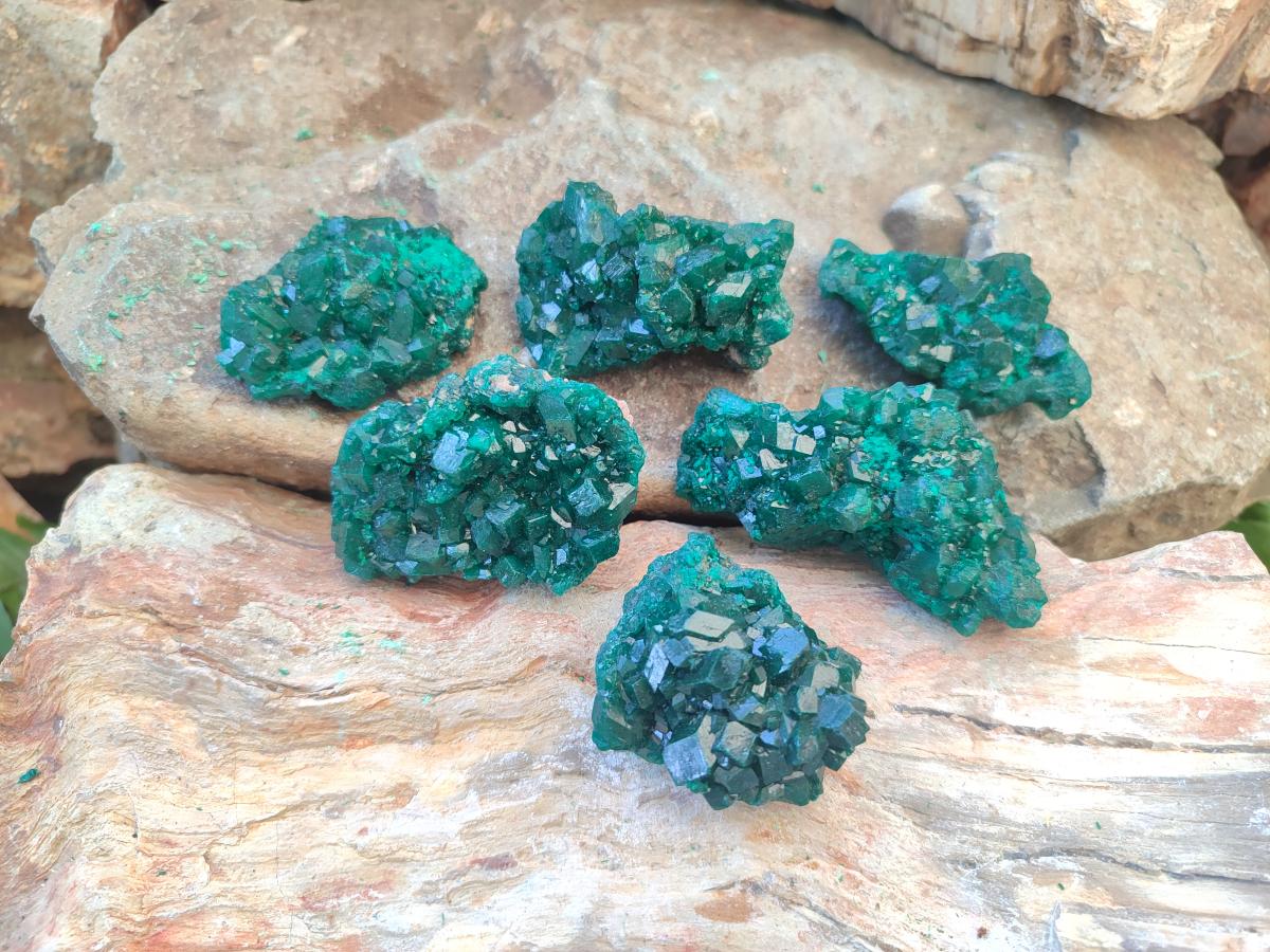 Natural Dioptase Specimens on Dolomite Matrix x 6 From Tantara Mine, Congo - Toprock Gemstones and Minerals 