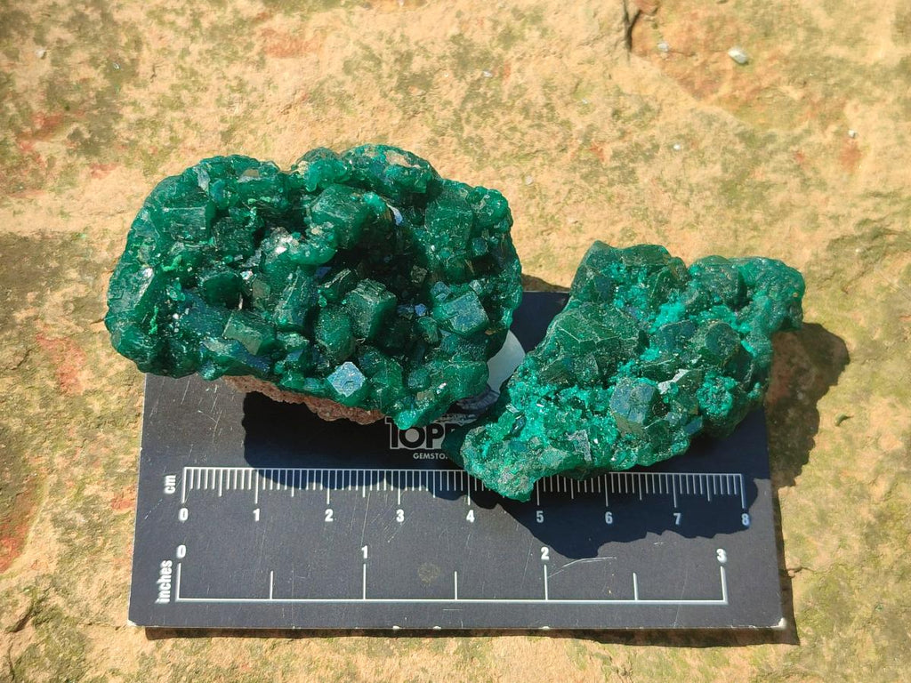 Natural Dioptase Specimens on Dolomite Matrix x 6 From Tantara Mine, Congo - Toprock Gemstones and Minerals 