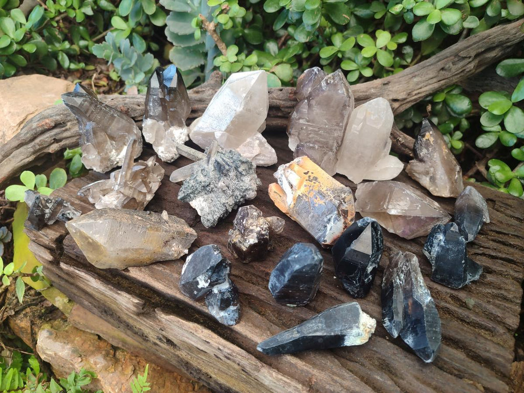 Natural Mix of Smokey Quartz Crystals x 19 From Erongo, Namibia - Toprock Gemstones and Minerals 