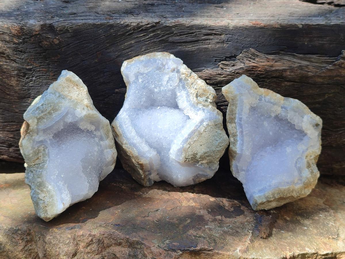 Natural Blue Lace Agate Specimens x 12 From Nsanje, Malawi - Toprock Gemstones and Minerals 