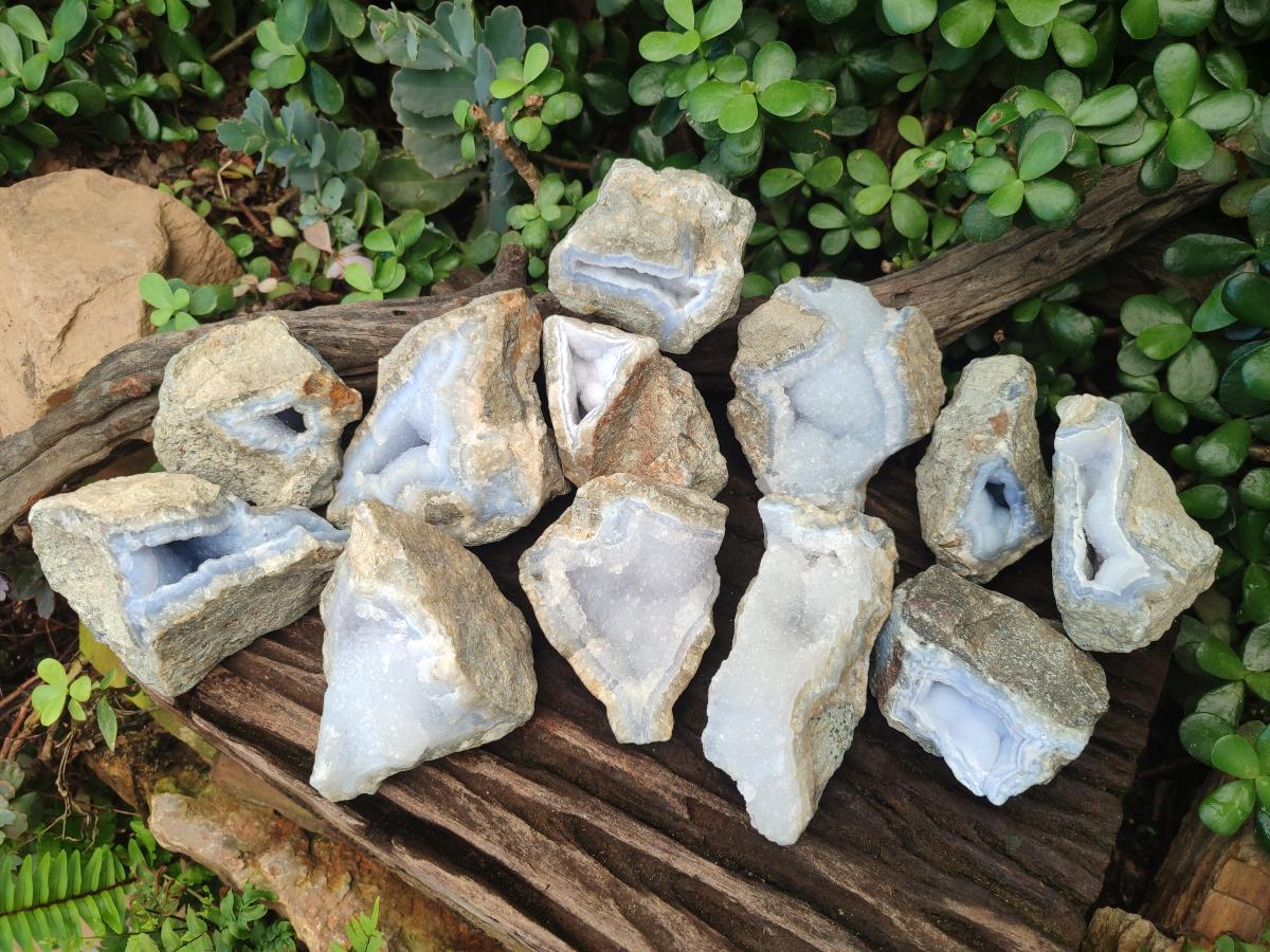 Natural Blue Lace Agate Specimens x 12 From Nsanje, Malawi - Toprock Gemstones and Minerals 