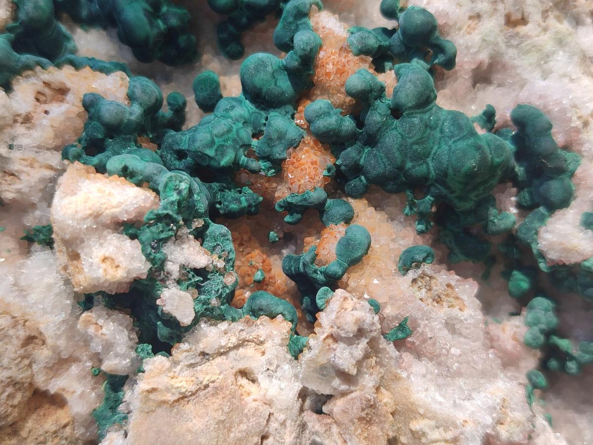 Natural Large Cabinet Size Ball Malachite Specimen with Quartz on White Dolomite Matrix x 1 From Mindingi Mine, Kambove, Congo - Toprock Gemstones and Minerals 