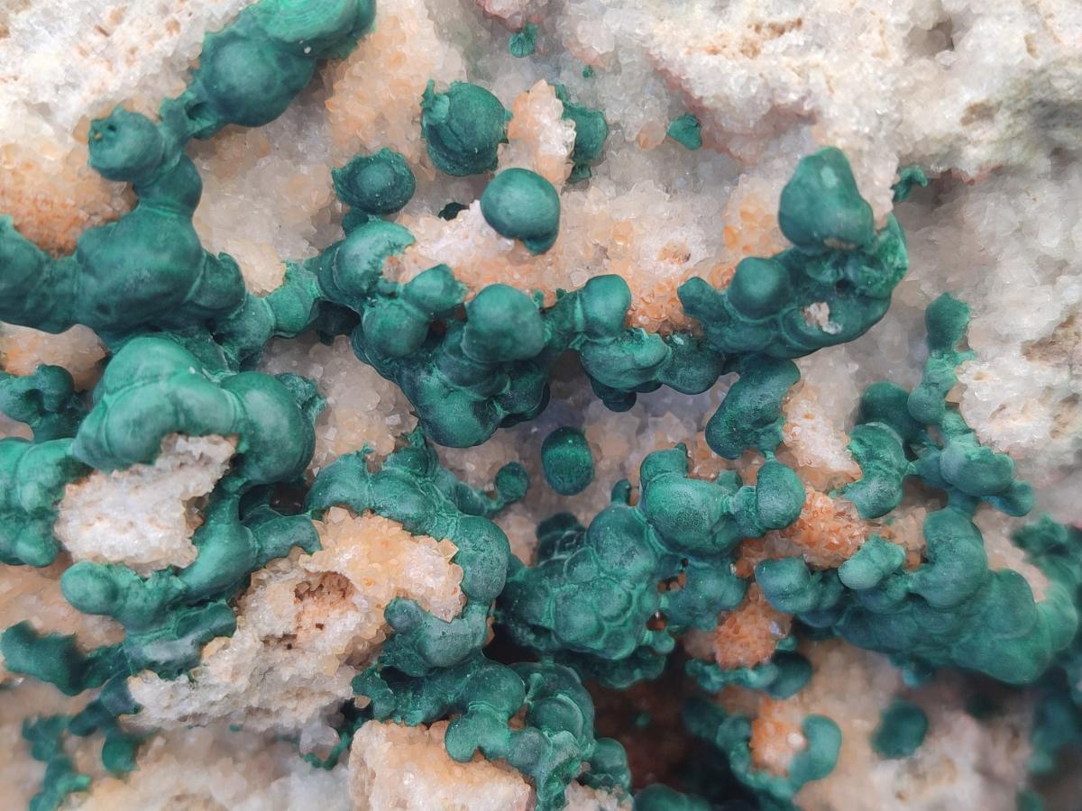 Natural Large Cabinet Size Ball Malachite Specimen with Quartz on White Dolomite Matrix x 1 From Mindingi Mine, Kambove, Congo - Toprock Gemstones and Minerals 