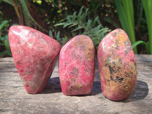 Polished Rhodonite Standing Display Pieces and Free Forms x 4 From Rhusinga, Zimbabwe - Toprock Gemstones and Minerals 
