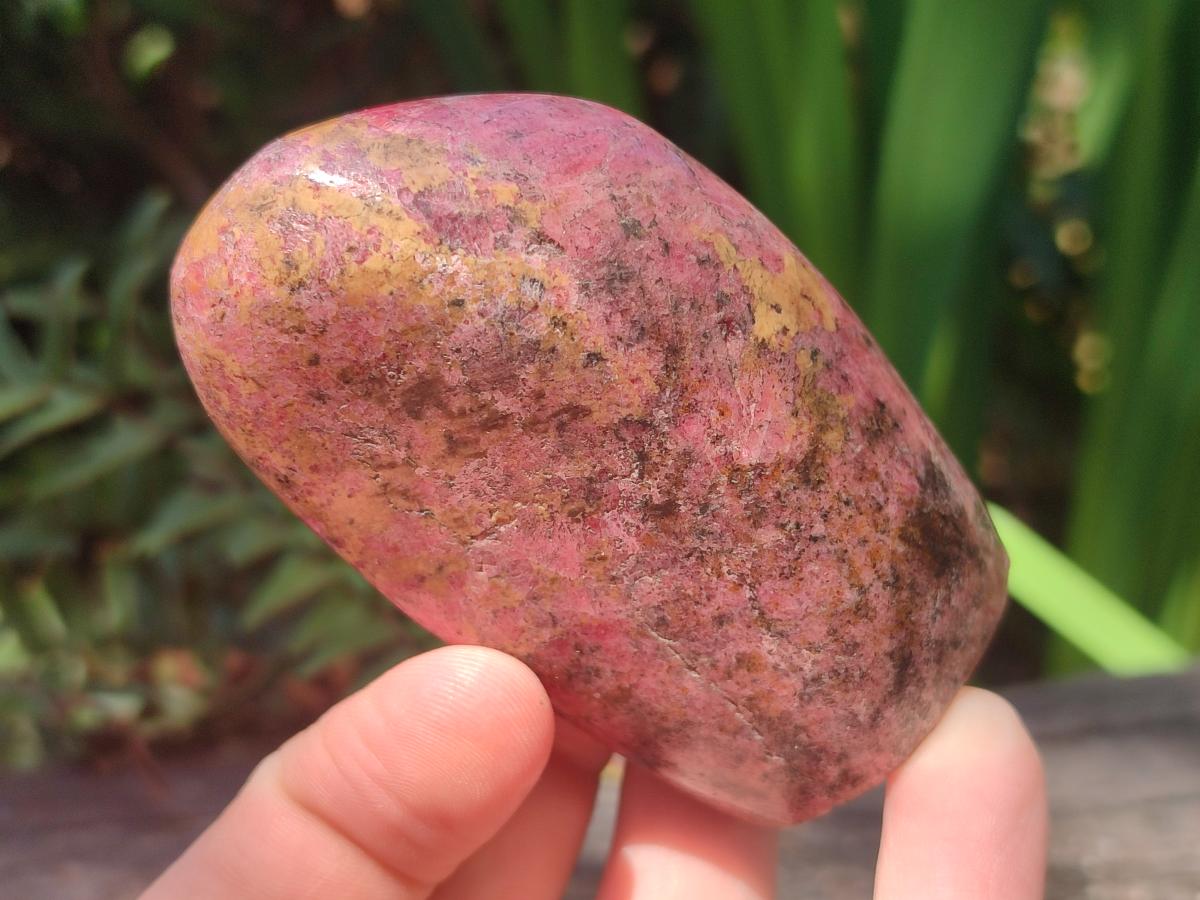 Polished Rhodonite Standing Display Pieces and Free Forms x 4 From Rhusinga, Zimbabwe - Toprock Gemstones and Minerals 