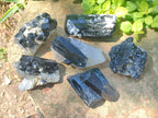 Natural Large Mix of Schorl Black Tourmaline Crystal Clusters x 6 From Erongo, Namibia - Toprock Gemstones and Minerals 