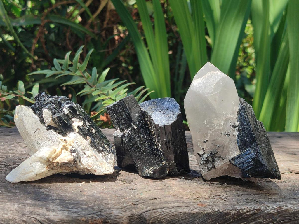 Natural Large Mix of Schorl Black Tourmaline Crystal Clusters x 6 From Erongo, Namibia - Toprock Gemstones and Minerals 