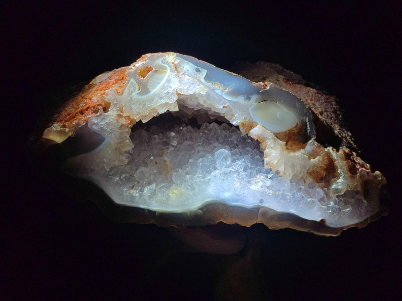 Polished and Natural Large Banded Agate Geode with Crystalline Centre x 1 From Maintirano, Madagascar - Toprock Gemstones and Minerals 
