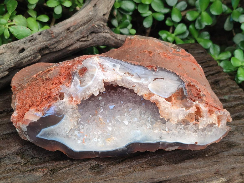 Polished and Natural Large Banded Agate Geode with Crystalline Centre x 1 From Maintirano, Madagascar - Toprock Gemstones and Minerals 