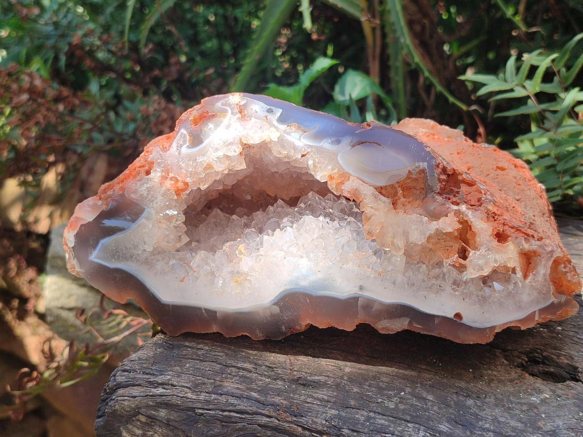 Polished and Natural Large Banded Agate Geode with Crystalline Centre x 1 From Maintirano, Madagascar - Toprock Gemstones and Minerals 