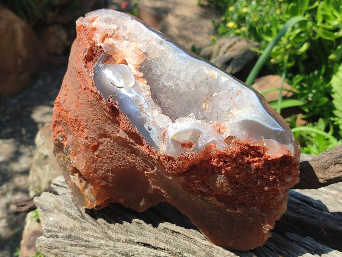 Polished and Natural Large Banded Agate Geode with Crystalline Centre x 1 From Maintirano, Madagascar - Toprock Gemstones and Minerals 