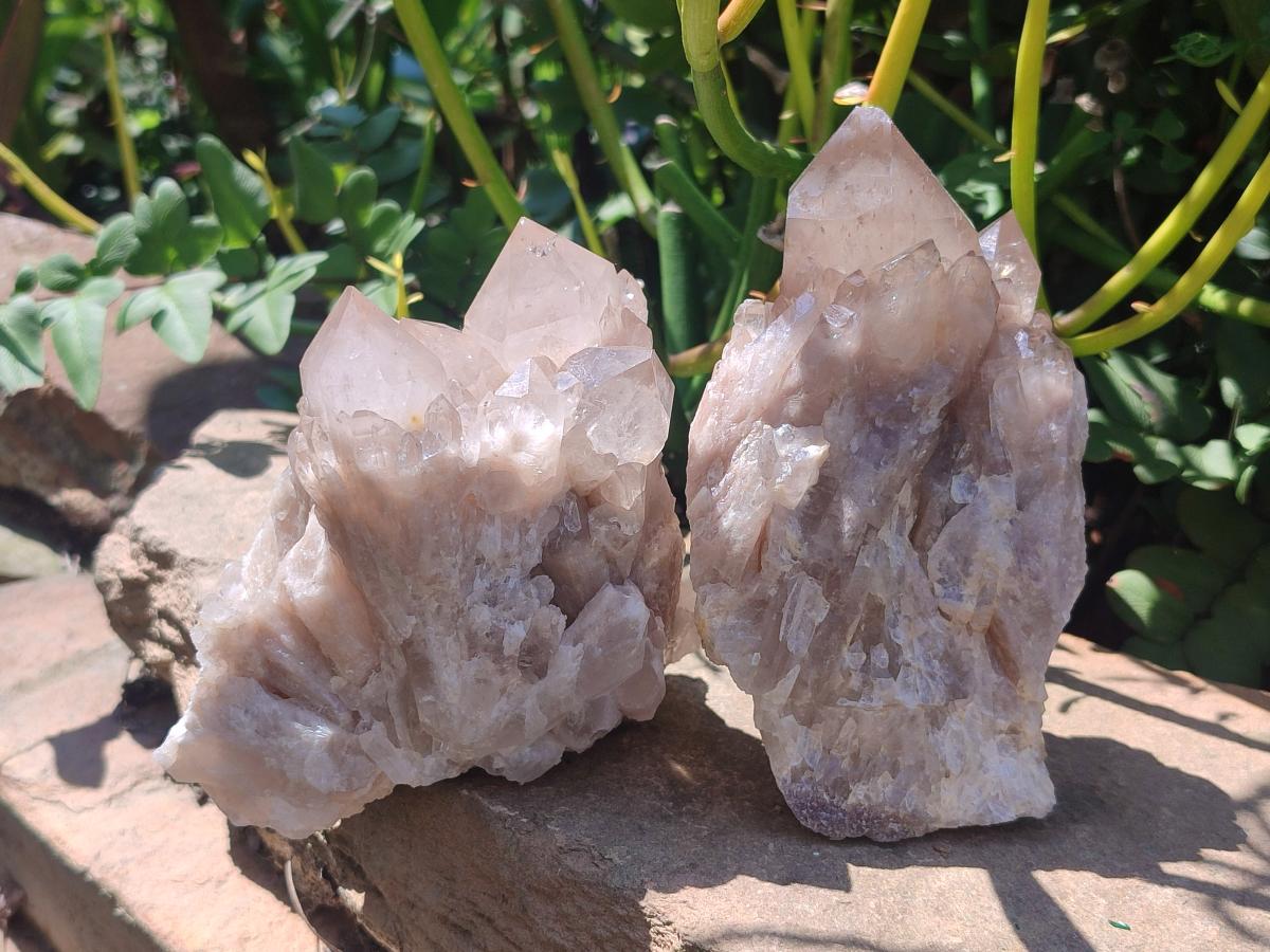 Natural Cascading White Phantom Clear Smokey Luena Quartz Clusters x 6 From Luena, Congo - Toprock Gemstones and Minerals 