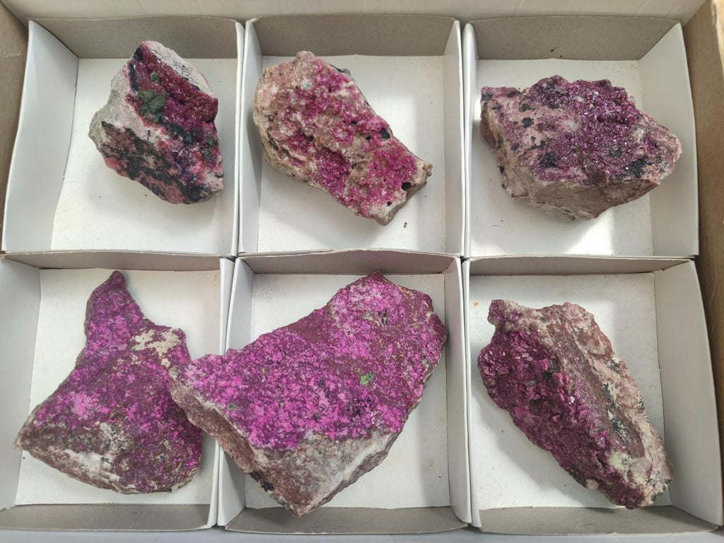 Natural Salrose Cobaltoan Dolomite Specimens x 6 From Kakanda, Congo - Toprock Gemstones and Minerals 