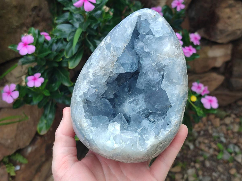 Polished and Natural Large Blue Celestite Egg x 1 From Sakoany, Madagascar - Toprock Gemstones and Minerals 