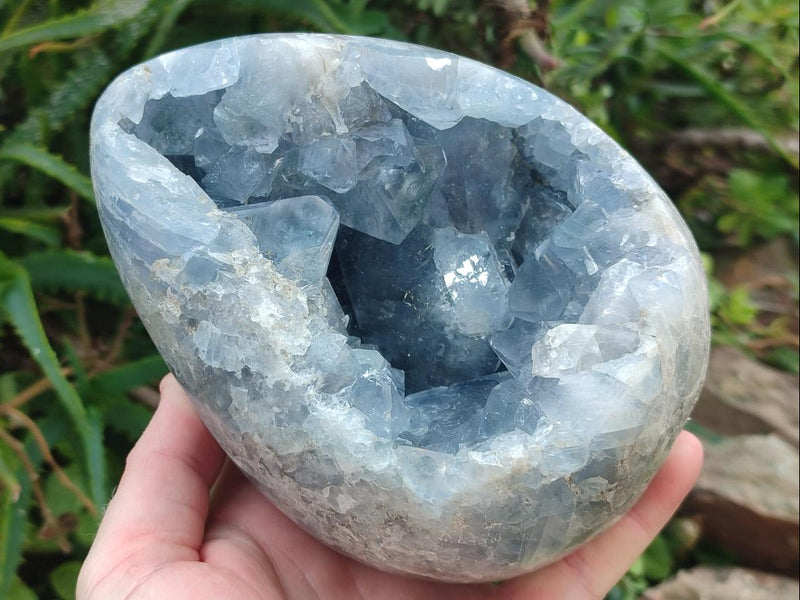 Polished and Natural Large Blue Celestite Egg x 1 From Sakoany, Madagascar - Toprock Gemstones and Minerals 