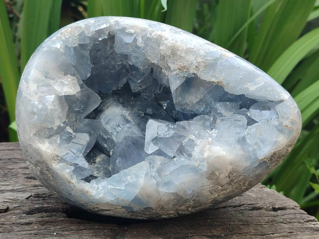 Polished and Natural Large Blue Celestite Egg x 1 From Sakoany, Madagascar - Toprock Gemstones and Minerals 