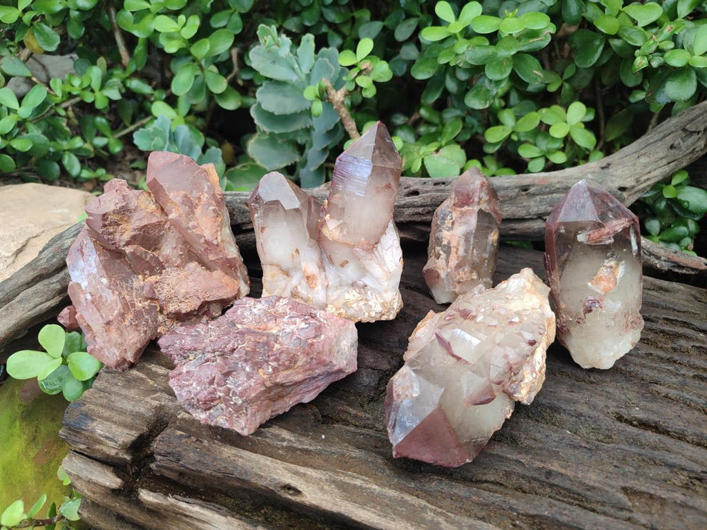 Natural Red Hematoid Quartz Crystals and Clusters x 6 From Karoi, Zimbabwe - Toprock Gemstones and Minerals 