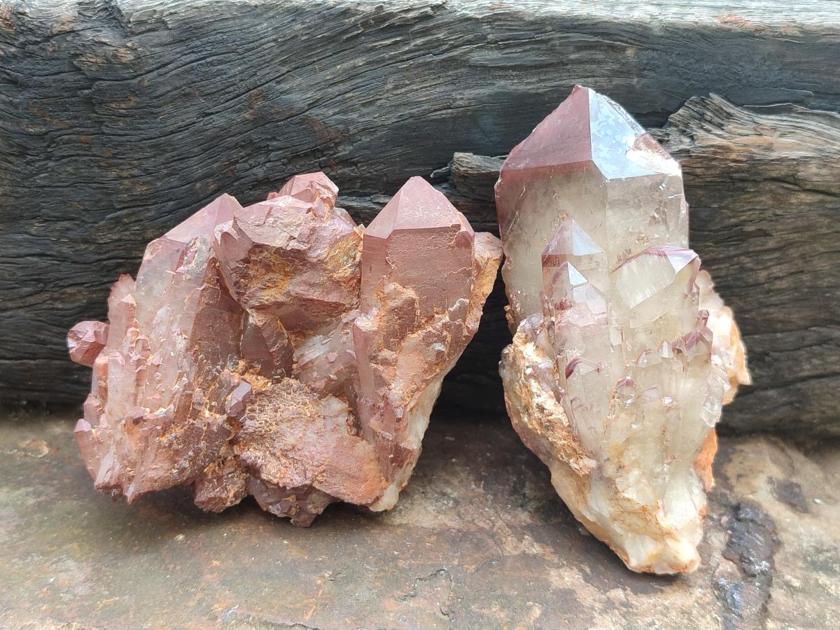 Natural Red Hematoid Quartz Crystals and Clusters x 6 From Karoi, Zimbabwe - Toprock Gemstones and Minerals 