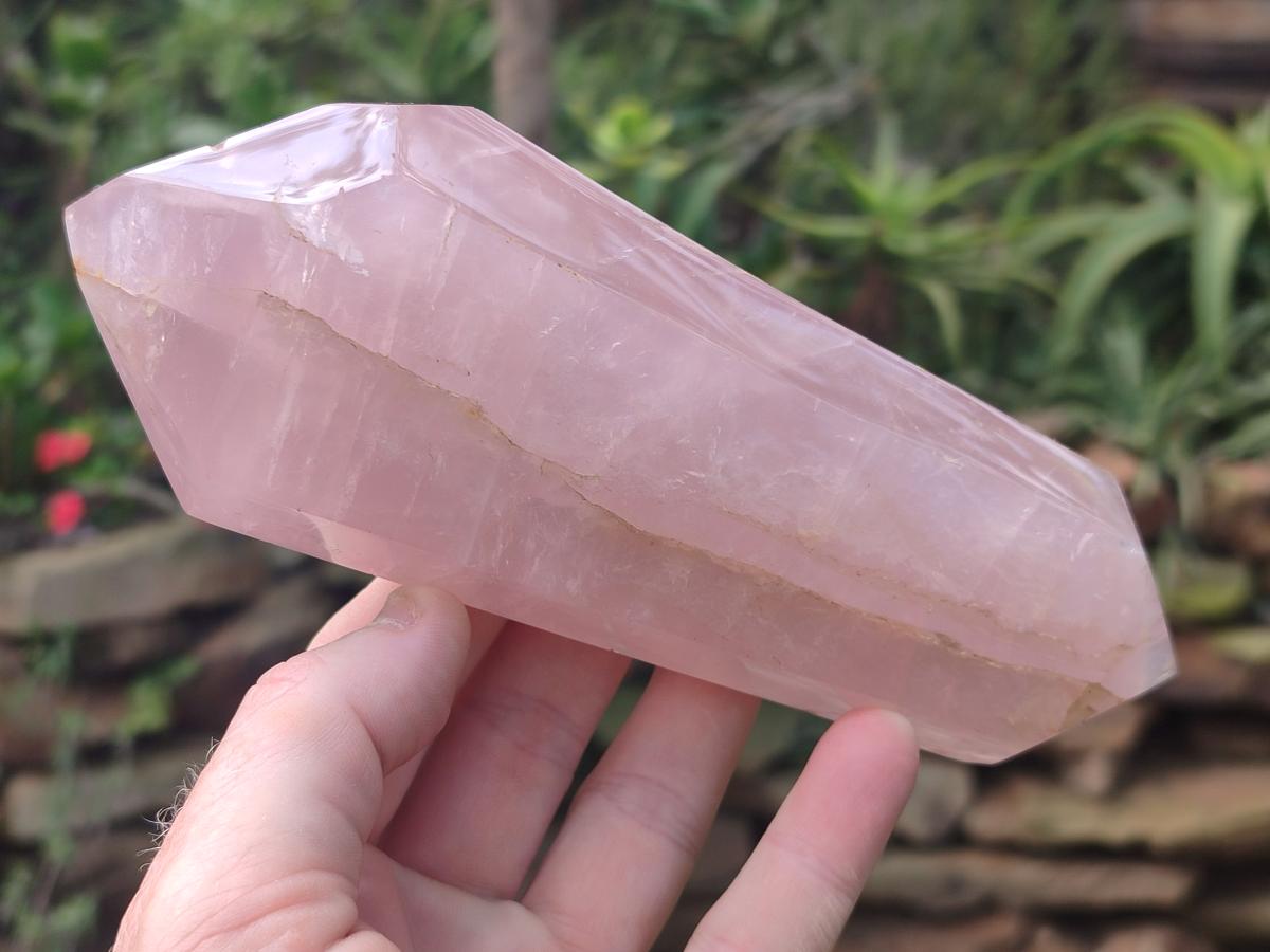 Polished Double Terminated Gemmy Rose Quartz Crystals x 3 From Madagascar - Toprock Gemstones and Minerals 