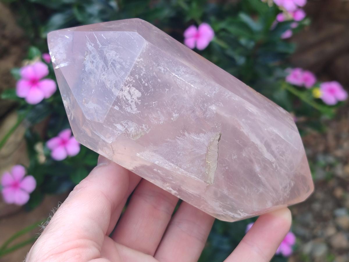 Polished Double Terminated Gemmy Rose Quartz Crystals x 3 From Madagascar - Toprock Gemstones and Minerals 