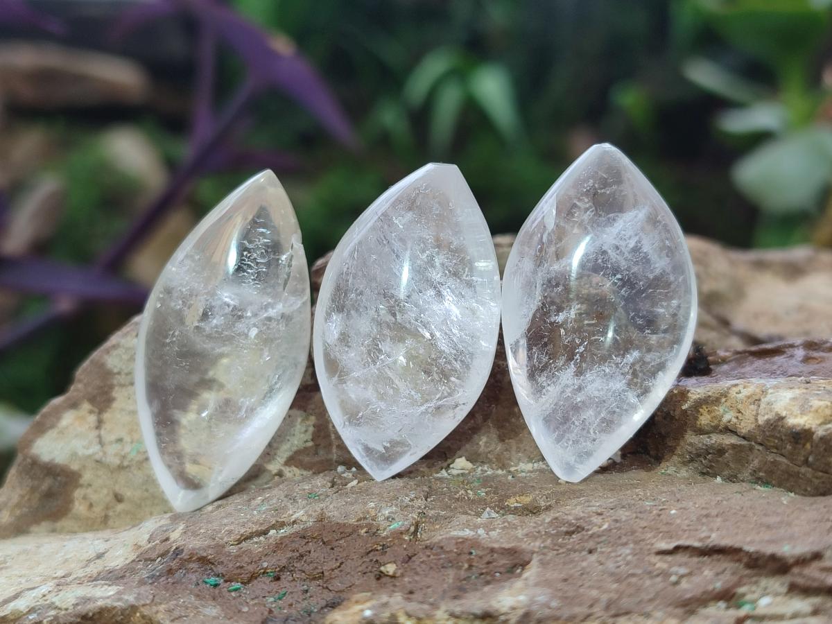 Polished Rock Crystal Quartz "Angel Tears" Free Forms x 35 From Madagascar