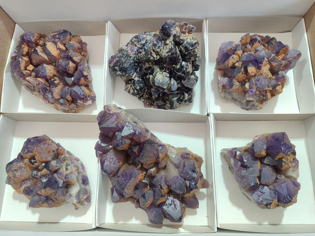 Natural Dark Purple Amethyst Clusters x 6 From Zambia