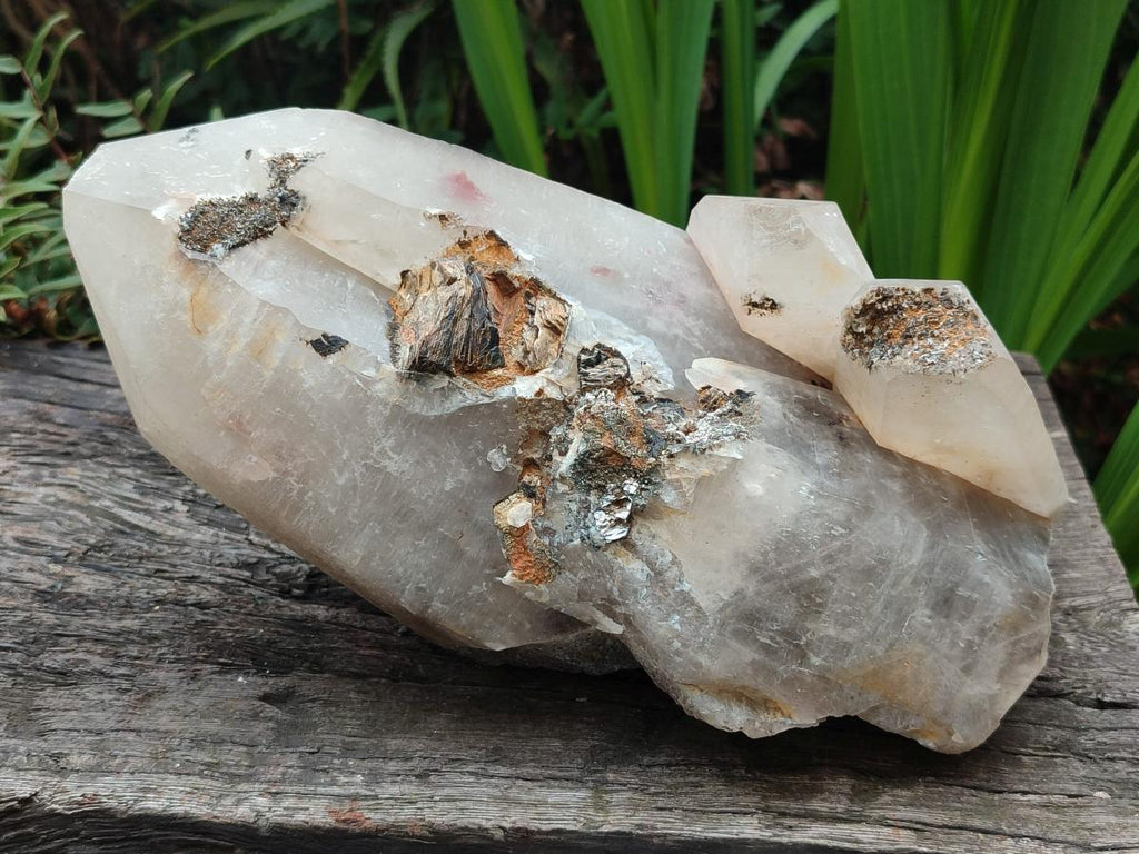 Natural XL Smokey Quartz Crystal with Schorl Black Tourmaline and Boitite Mica x 1 From Erongo, Namibia